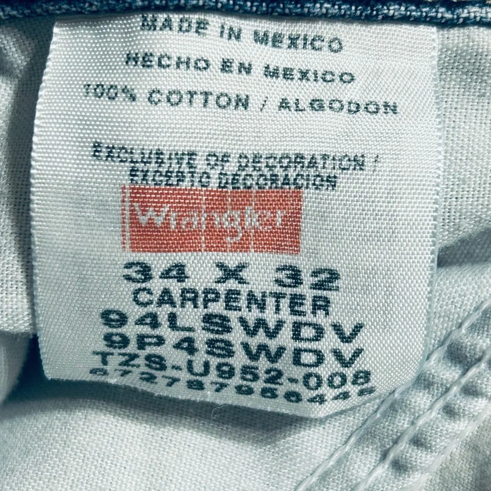 Wrangler Carpenter Blue Jeans Men Size 34x32